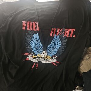 Black Graphic Tee with Eagle Design